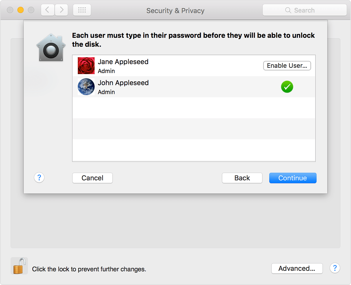 Mac filevault change password